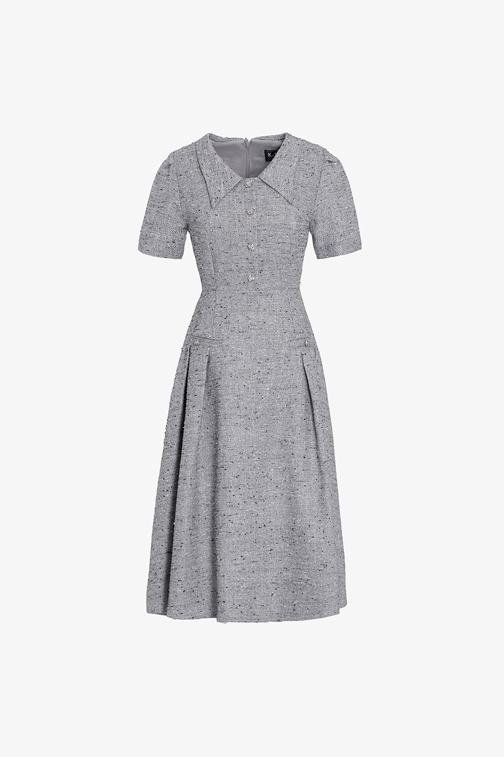 Đầm công sở dáng chữ A cổ lá nhọn