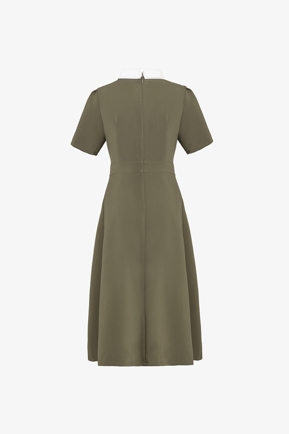 Đầm xòe công sở phối cổ sơ mi trắng