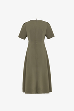 Đầm xòe công sở phối cổ sơ mi trắng