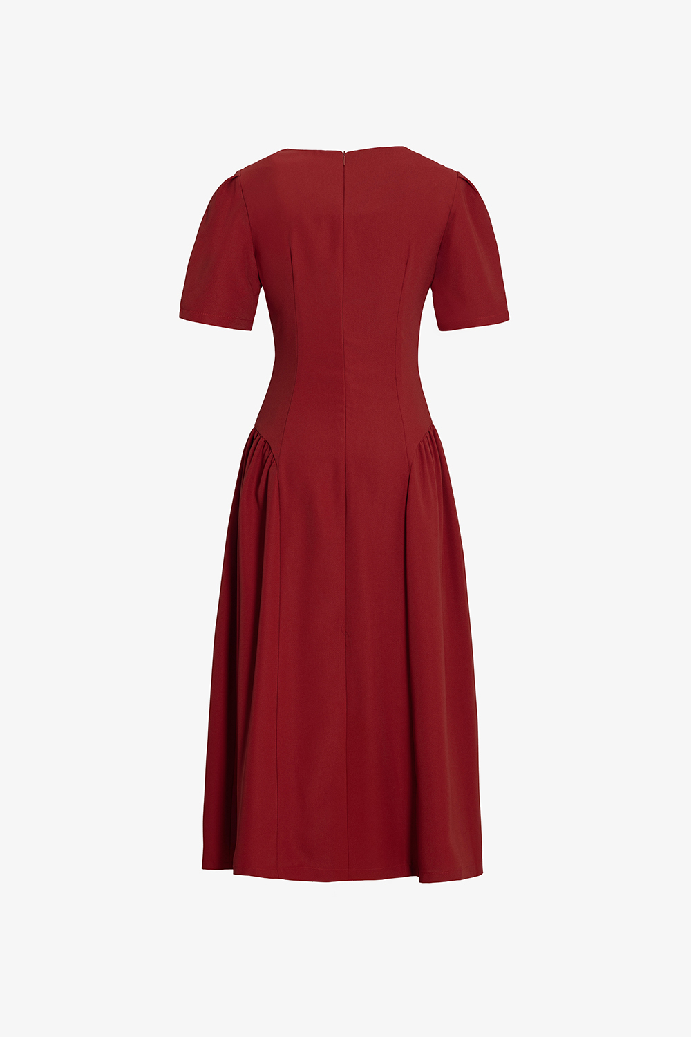 Đầm đỏ dáng xòe cổ V