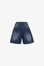Quần short jean ống rộng màu xanh