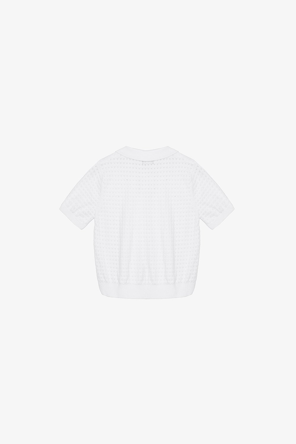 Áo len dệt kim màu trắng cổ polo