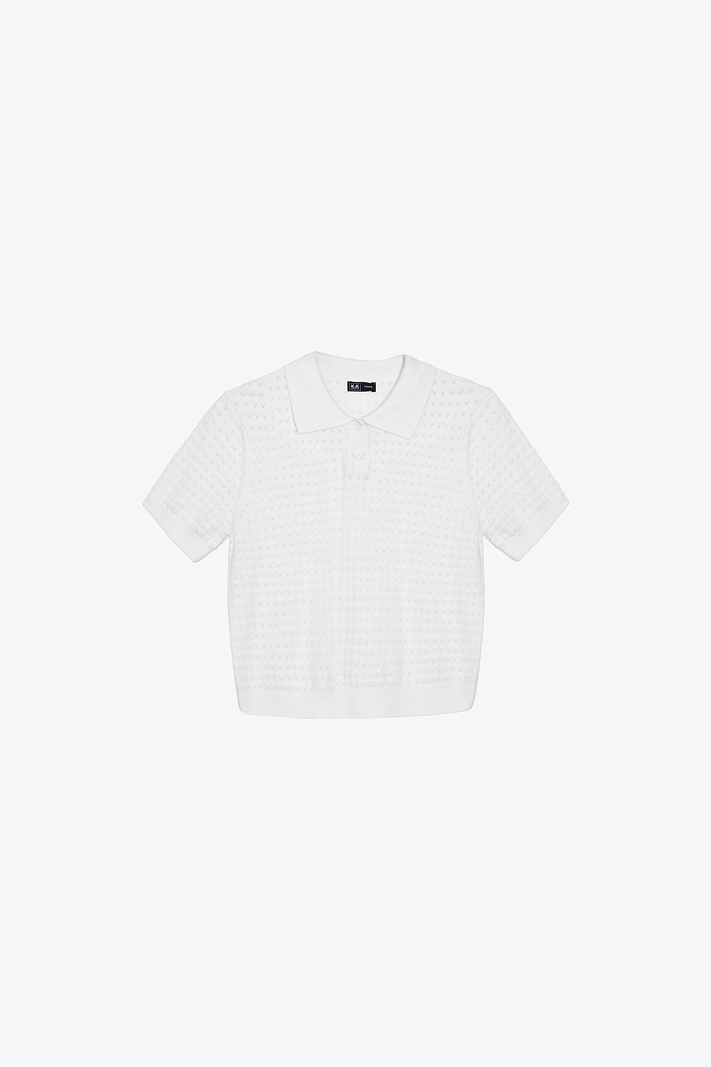 Áo len dệt kim màu trắng cổ polo