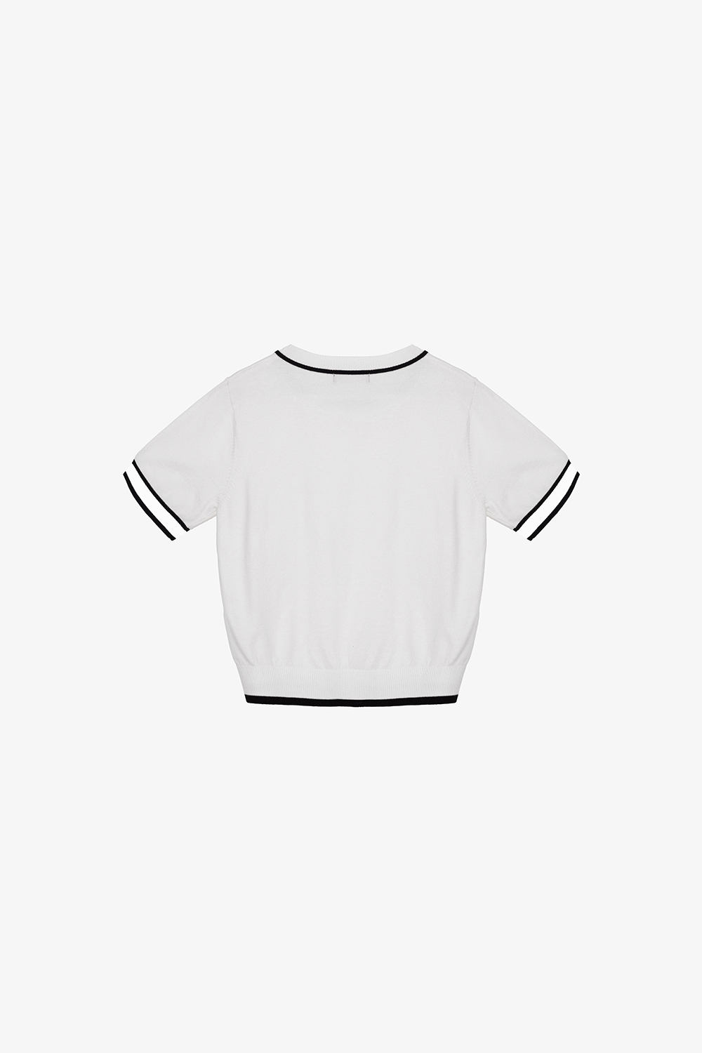 Áo len dệt kim màu trắng viền đen