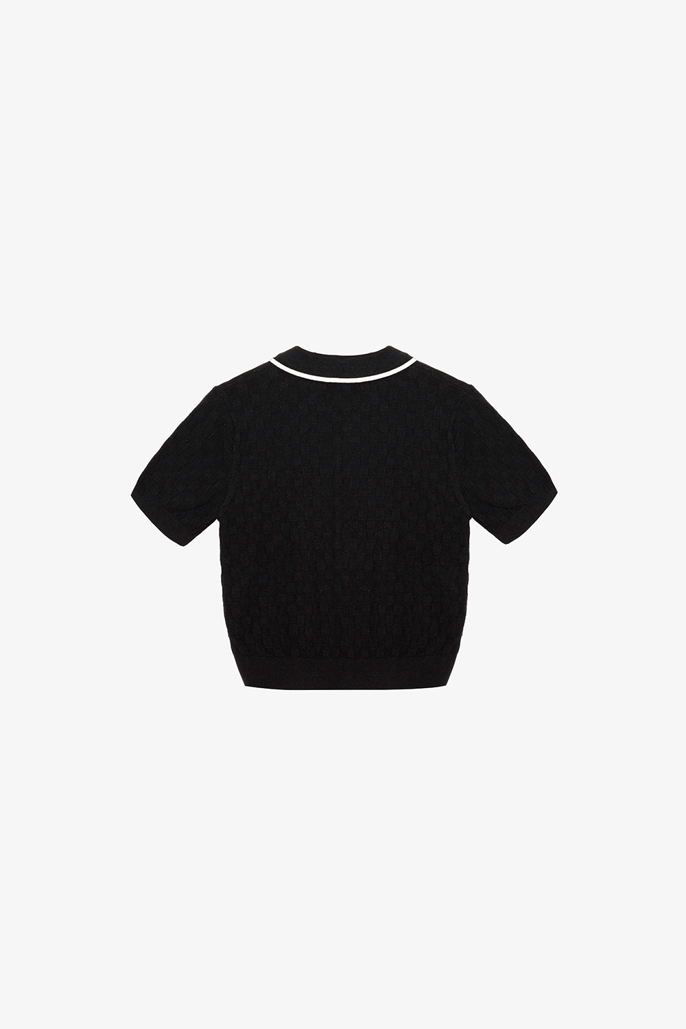 Áo len dệt kim nữ màu đen viền trắng