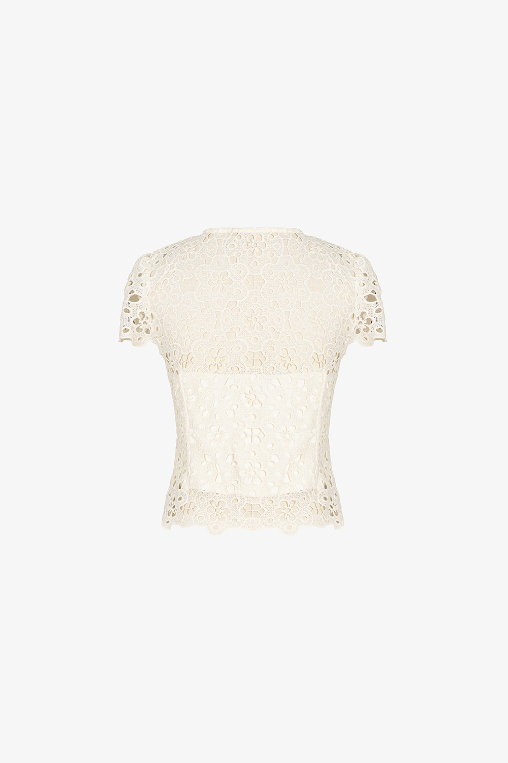 Áo kiểu ren nữ cổ tròn tay ngắn