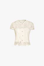 Áo kiểu ren nữ cổ tròn tay ngắn