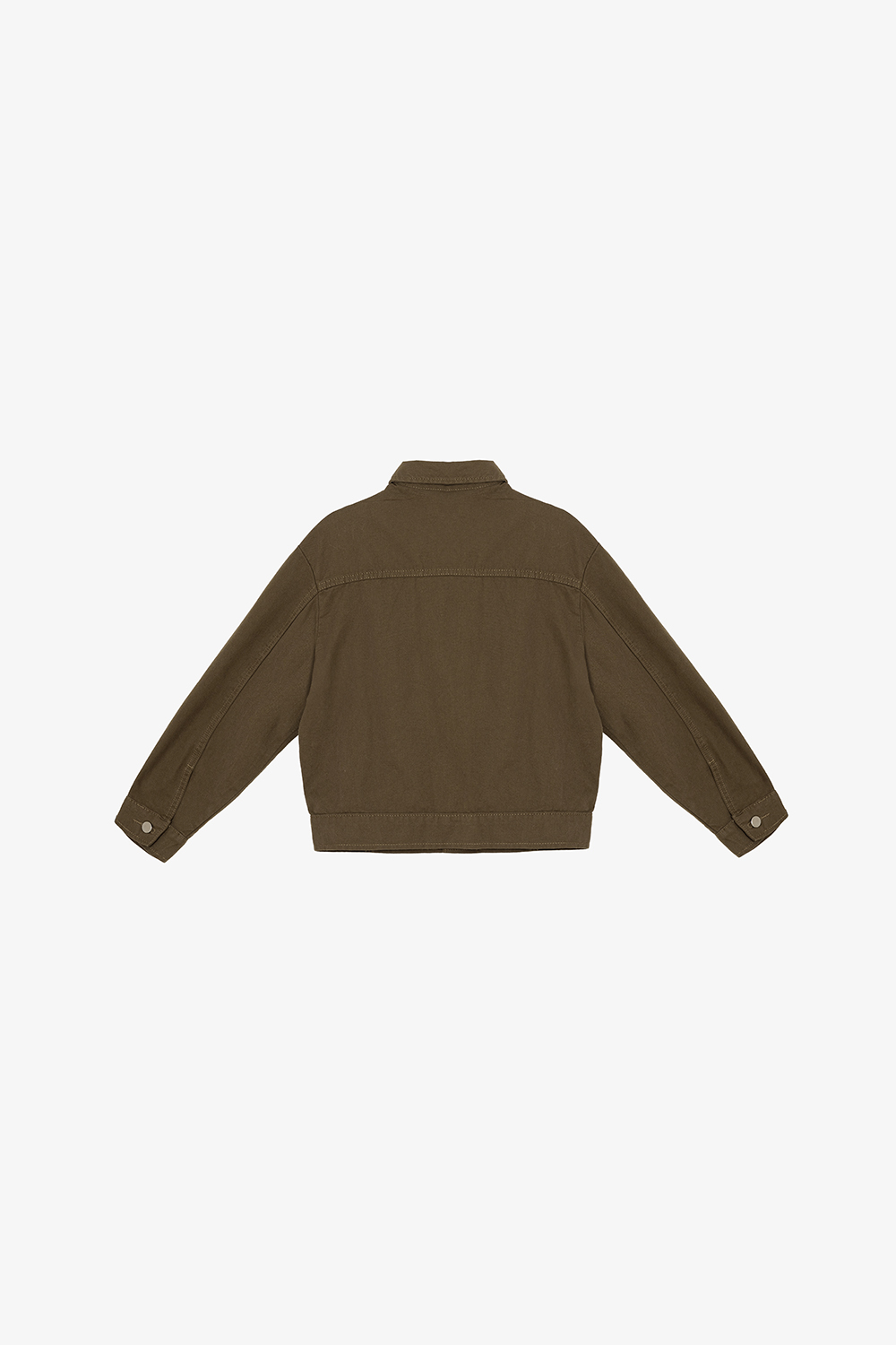 Áo khoác kaki nữ phối nút màu nâu rêu