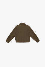 Áo khoác kaki nữ phối nút màu nâu rêu