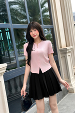 Chân váy xếp ly đen dáng ngắn