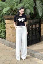 Áo công sở nữ phối nơ kaki nhung