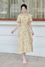 Đầm hoa nhí dáng xòe dài phối thắt lưng