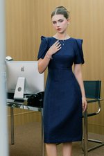 Đầm ôm công sở dáng dài tay phồng