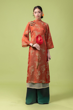 Quần lụa ống suông màu xanh lá đậm