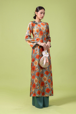 Quần lụa suông mặc áo dài màu xanh rêu