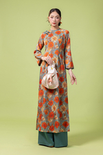 Quần lụa suông mặc áo dài màu xanh rêu