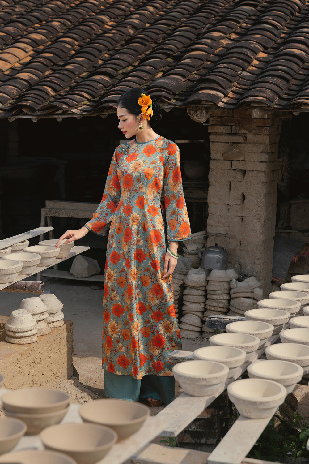 Áo dài Tết Thiêm Hoa