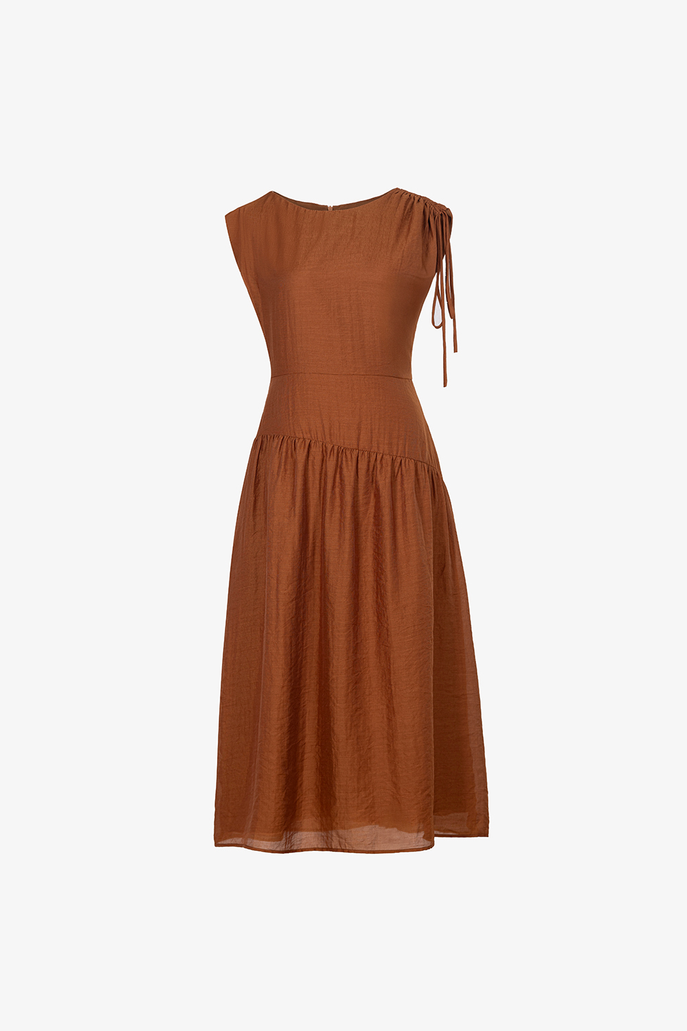 Đầm voan tơ dáng xòe nhấn eo