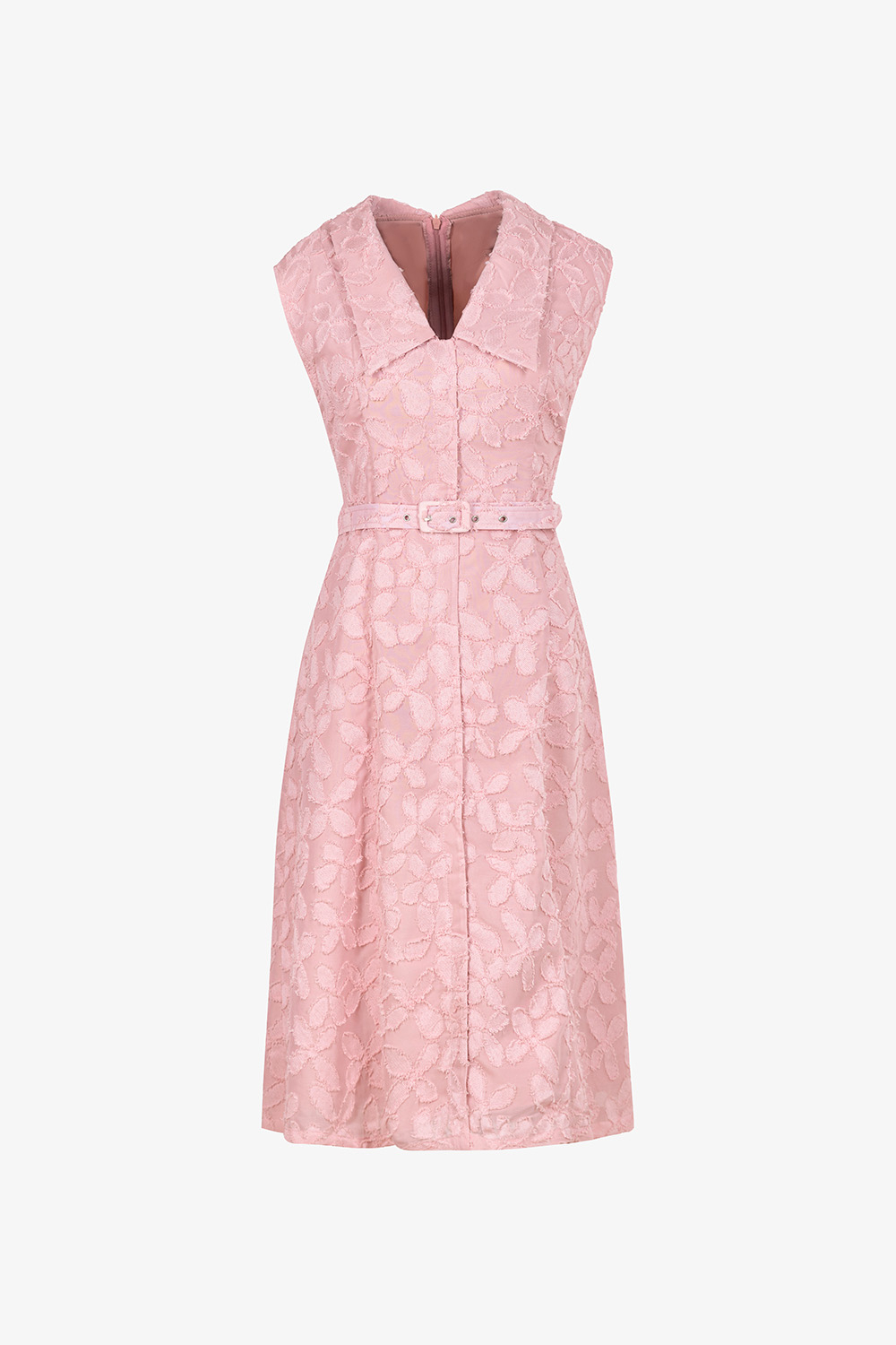 Đầm voan hoa nổi dáng chữ A sát nách