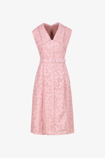 Đầm voan hoa nổi dáng chữ A sát nách