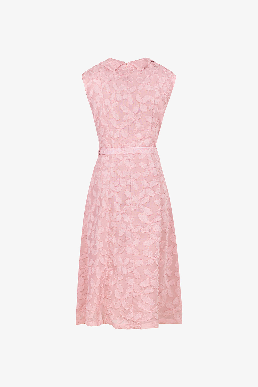 Đầm voan hoa nổi dáng chữ A sát nách