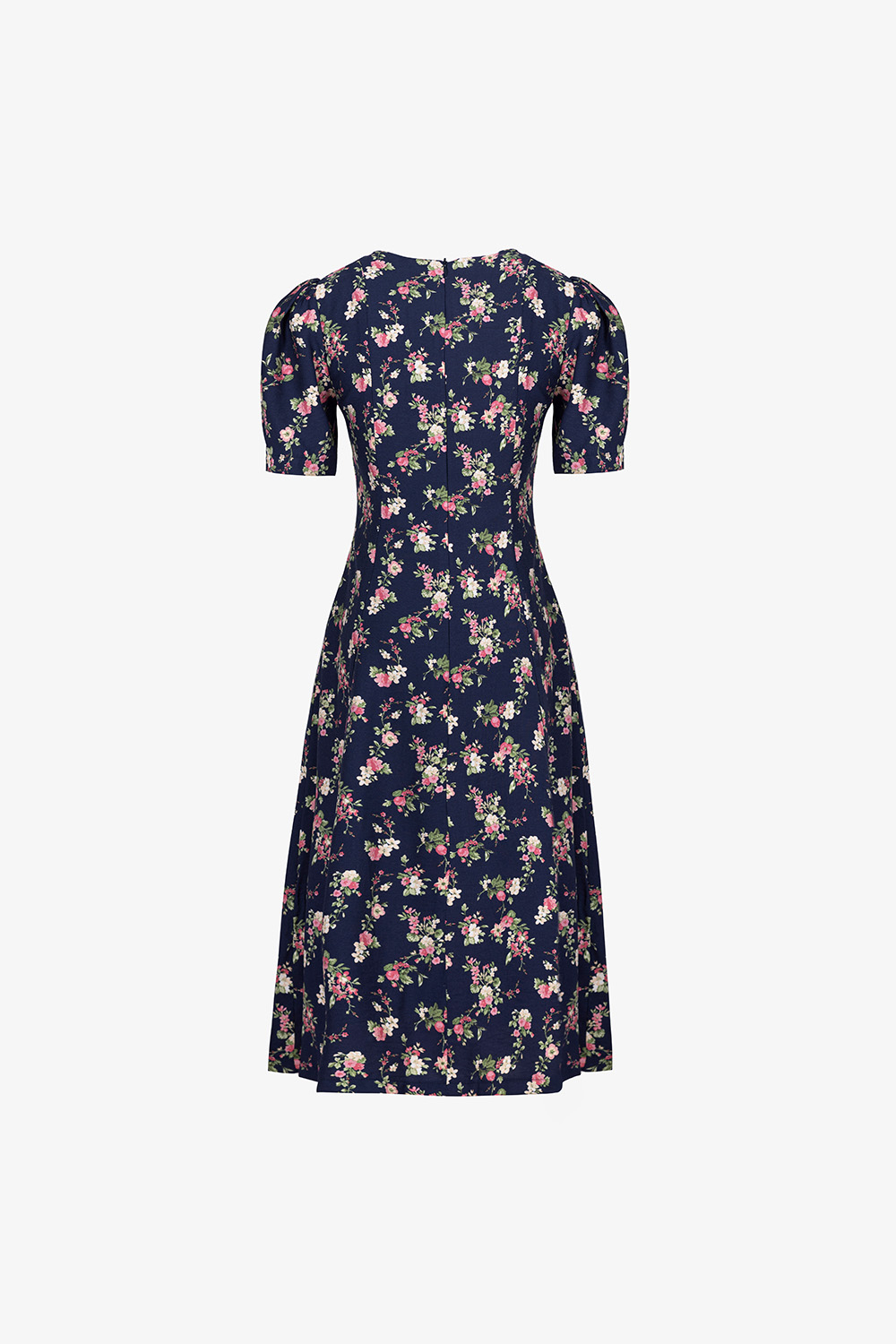 Đầm hoa chữ A cổ V phối nơ