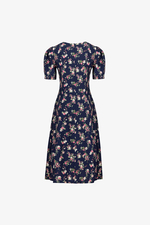 Đầm hoa chữ A cổ V phối nơ