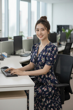 Đầm hoa chữ A cổ V phối nơ