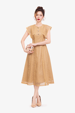 Đầm ren dự tiệc dáng xòe phối đăng ten