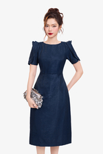 Đầm ôm công sở dáng dài tay phồng