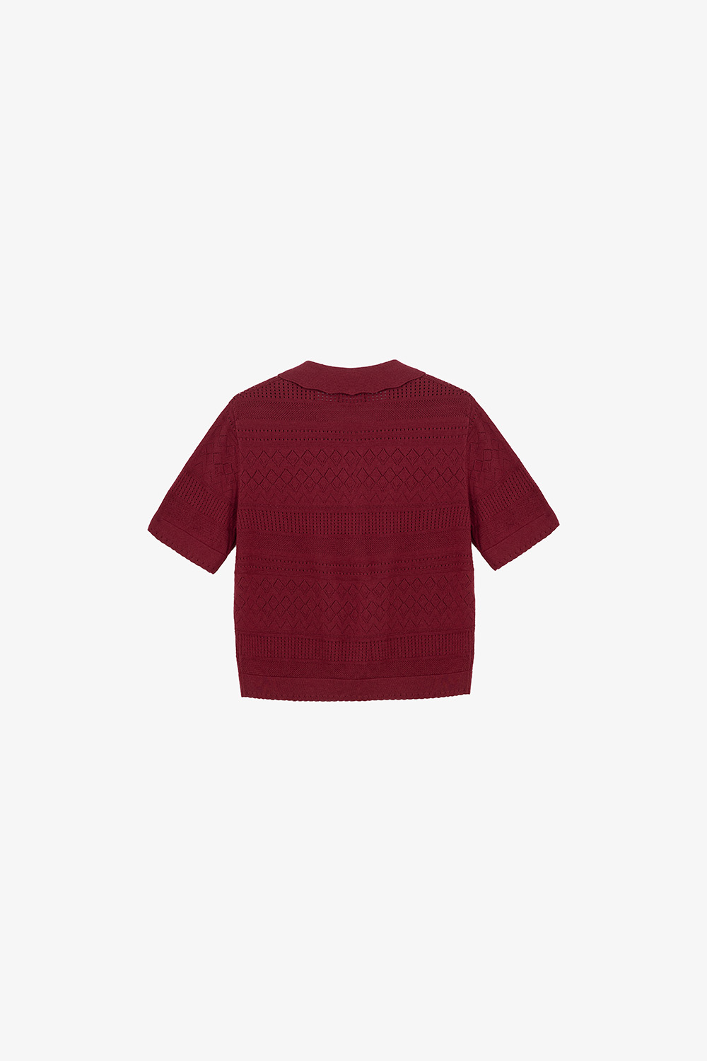 Áo thun dệt kim cổ polo màu đỏ đô