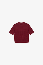 Áo thun dệt kim cổ polo màu đỏ đô