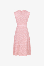 Đầm voan hoa nổi dáng chữ A sát nách