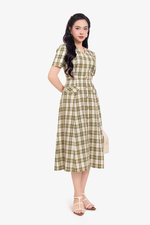 Đầm chữ A xòe họa tiết caro