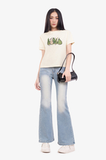 Quần jean nữ ống loe màu xanh nhạt