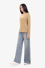 Quần jean nữ ống suông xẻ lai