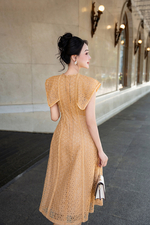 Đầm ren dự tiệc dáng xòe phối đăng ten