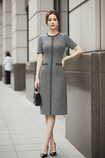 Đầm ôm công sở phối viền