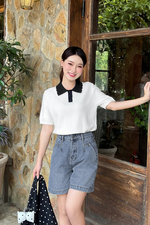 Quần đùi jean ống rộng màu xanh