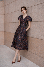 Đầm tafta hoa dự tiệc dáng xòe