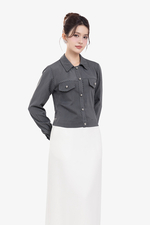 Áo khoác nữ kẻ sọc dáng ngắn