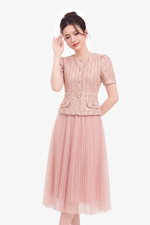 Áo tweed kiểu peplum phối nút