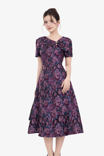 Đầm dự tiệc tafta hoa dáng chữ A