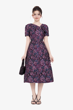 Đầm dự tiệc tafta hoa dáng chữ A