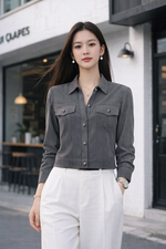 Áo khoác nữ kẻ sọc dáng ngắn