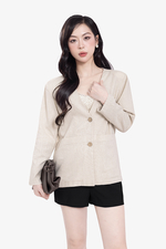 Áo khoác linen độn vai