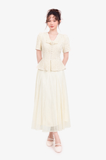 Áo kiểu peplum ren đính hoa