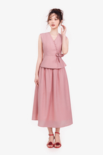 Chân váy xòe dài màu hồng