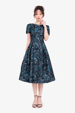 Đầm dự tiệc tafta hoa dáng xòe