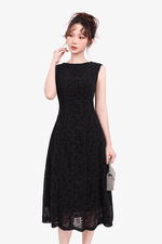 Đầm đen dự tiệc dáng xòe sát nách